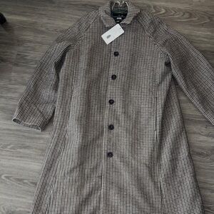 Tristan Black and White Houndstooth Trench Coat